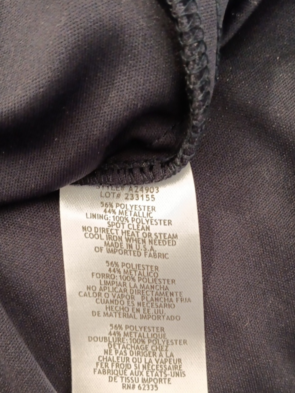 Betsy And Adam Elegant Long Sleeve V-Neck Navy Evening Dress. Metallic. - Picture 10 of 12